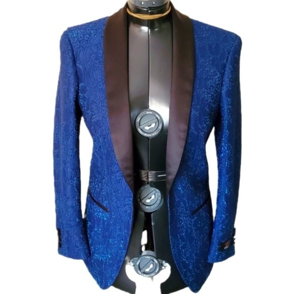 Vitali Suit Jacket Cobalt Blue Art Blazer Size Small Royal Blue Shawl Dress Up